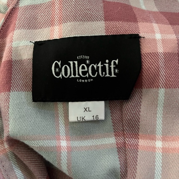 Collectif Classic Red and Gray Check Midi Dress EUC - Picture 6 of 12